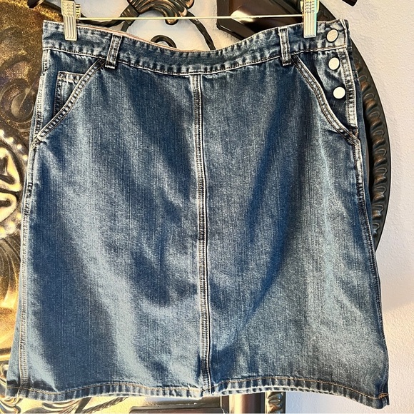 Calvin Klein Women’s 90s Side Snap Denim Jean Skirt Size 14 - Picture 12 of 16
